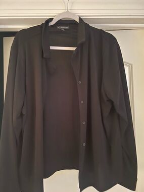 Adrianna Papell Black Button-Down Shirt